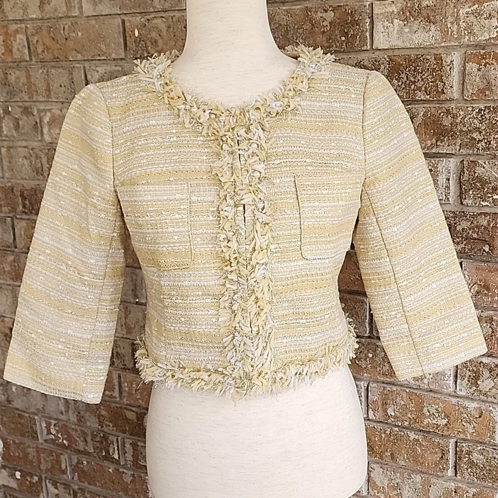 Lilly Pulitzer Women's Cropped Tweed Fringe Blazer